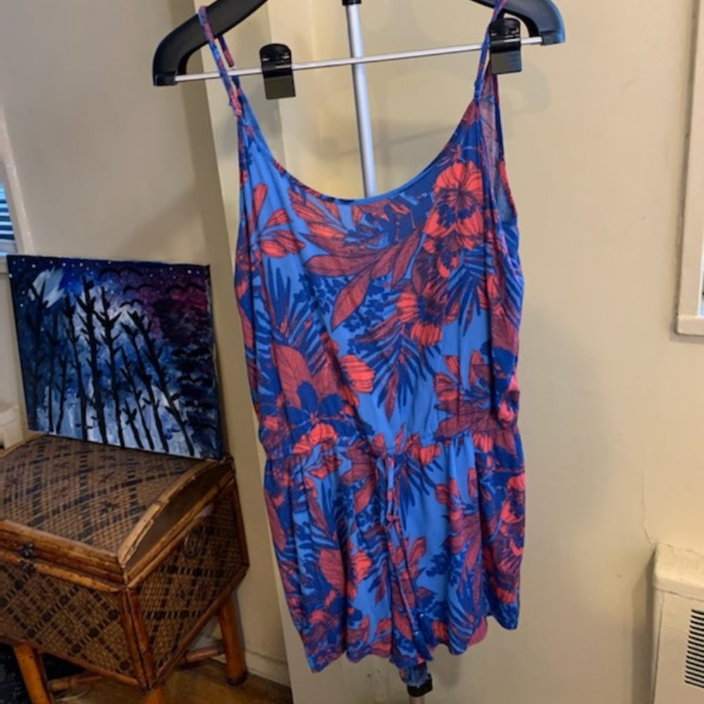 Hawaiian Tropic  Blue Floral Romper